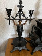 Klok en garnituur set (3) - Messing, Metaal - 1850-1900, Antiek en Kunst