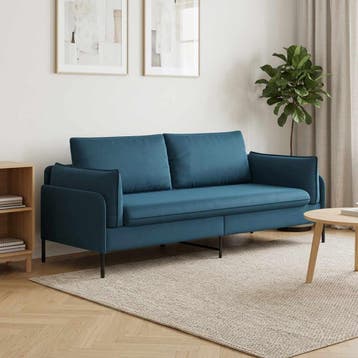vidaXL 3-Zits Sofa 3-zits Blauw 222 x 81 x 89 cm fluweel, Maison & Meubles, Verzenden