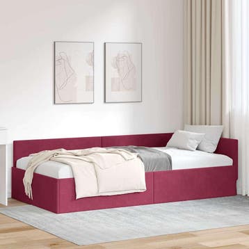 vidaXL Hoek Bed Frame Wijnrood 90 x 200 cm fluweel, Verzenden