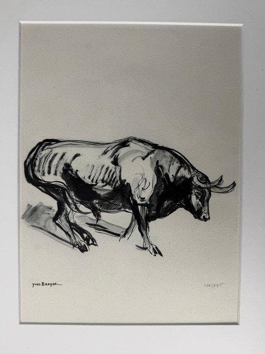 Yves Brayer (1907-1990) - Le taureau, Antiquités & Art, Antiquités | Autres Antiquités