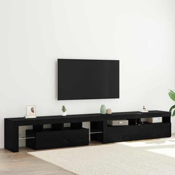vidaXL TV Kast 3 pcs Zwart Eiken Bewerkt hout, Verzenden, Nieuw
