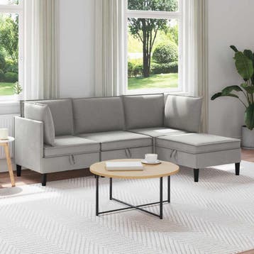 vidaXL Woonkamer Meubelset 4 st Lichtgrijs Stof, Verzenden, Nieuw