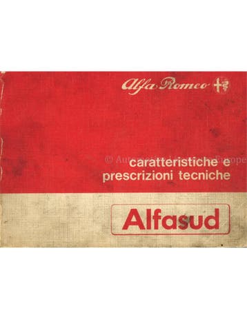 1983 ALFA ROMEO ALFASUD KARAKTERISTISCHE EN VOORGESCHREVEN