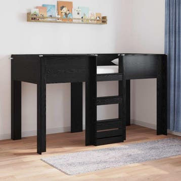 vidaXL Stapeld bed voor kids Zwart Eiken 75 x 190 cm Bewerkt, Verzenden, Nieuw