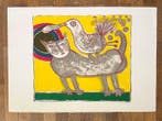 Corneille (1922-2010) - Lithographie Chat et oiseau - Au