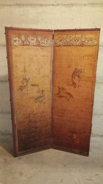 Écran/séparation de pièce - Bois, cuir