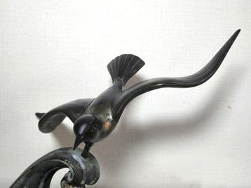 sculptuur, La mouette - 30 cm - Brons, Marmer