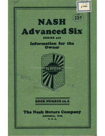 1929 NASH ADVANCED SIX INSTRUCTIEBOEKJE ENGELS