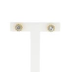 Vintage gouden florale oorstekers met diamanten; 0,94 ct., Gebruikt, Overige kleuren, Ophalen of Verzenden, Met edelsteen