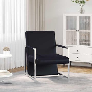 vidaXL Fauteuil met chromen poten kunstleer zwart, Huis en Inrichting, Fauteuils, Verzenden, Nieuw