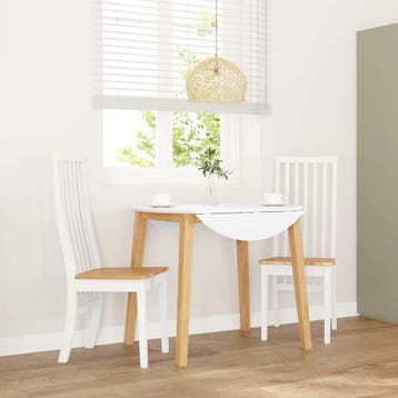 vidaXL Eetkamerstoelen 2 st massief hout rubber wit, Verzenden, Nieuw
