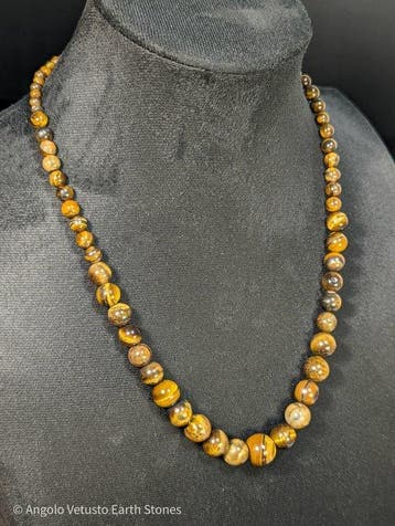 Chatoyante natuurlijke Tijgeroog-ketting – aflopende kralen