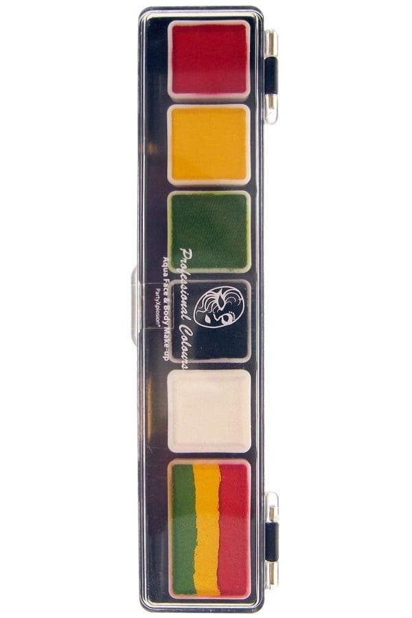 PXP 5 X 3 And 1 X 6gr Rasta Colours Palet With Brush Size 25, Hobby en Vrije tijd, Feestartikelen, Nieuw, Verzenden