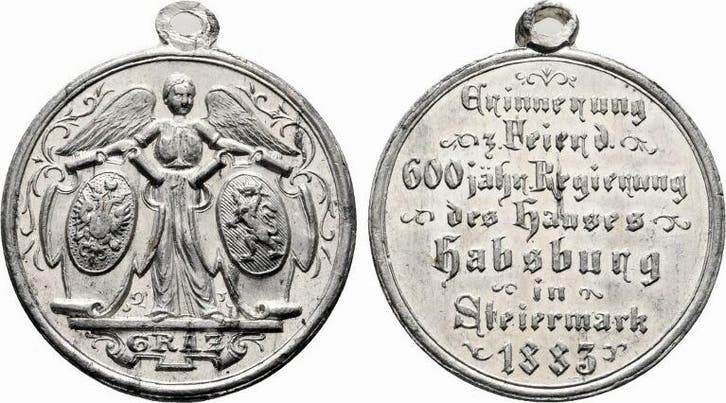 Österreich Medaille 1883 Graz Erinnerung Feier 600 Jahr H.., Postzegels en Munten, Penningen en Medailles, Verzenden