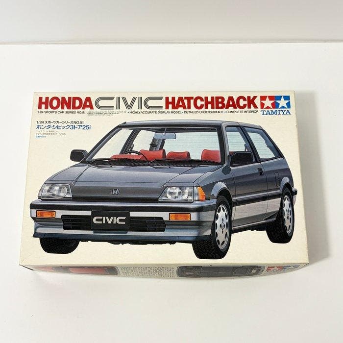 Tamiya 1:24 - Modelbouwdoos (2) - Honda Civic Hatchback ;, Hobby en Vrije tijd, Modelauto's | 1:5 tot 1:12
