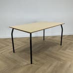 kantinetafel 140x80 cm, beige - zwart, Bureau