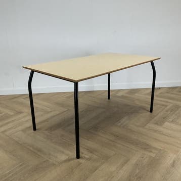 kantinetafel 140x80 cm, beige - zwart, Gebruikt, Bureau