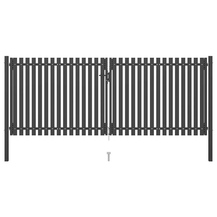 vidaXL Tuinhekpoort staal 400x125 cm antraciet, Tuin en Terras, Tuinpoorten, Nieuw, Verzenden