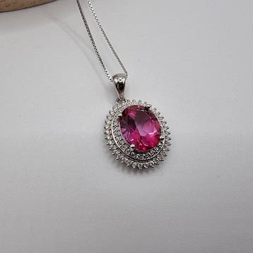 Zonder minimumprijs - Ketting met hanger Zilver - 3.30ct.