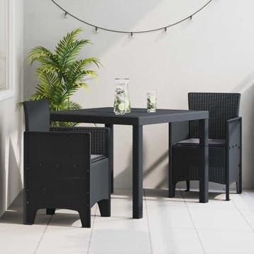 vidaXL Tuin Eettafel Set 3 st Antraciet Polypropyleen, Verzenden