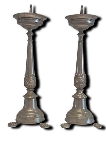 Chandelier (2) - Plaqué(e) argent - Paire de bougeoirs