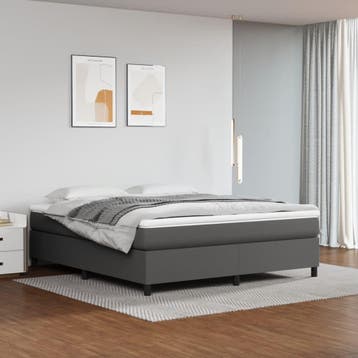 vidaXL Boxspring bed kunstleer grijs 160x200 cm, Verzenden