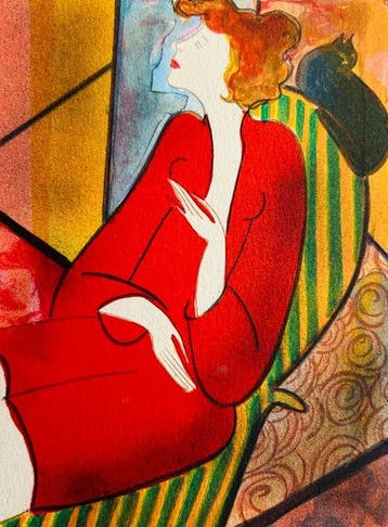 Linda Le Kinff (1949) - La robe rouge - Lithographie