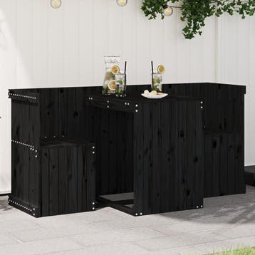 vidaXL Balkonset 2-zits massief grenenhout zwart, Tuin en Terras, Tuinsets en Loungesets, Verzenden, Nieuw
