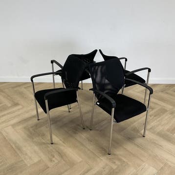 Triple E Anna vergaderstoel (set van 4)  licht gewicht, Huis en Inrichting, Stoelen, Gebruikt, Zwart, Eén