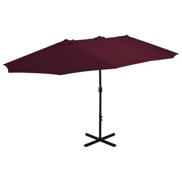 vidaXL Parasol met aluminium paal 460x270 cm bordeauxrood, Verzenden