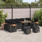 vidaXL Tuinbank Set 10 pcs Zwart poly rattan, Verzenden, Nieuw