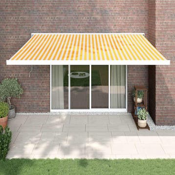 vidaXL Elektrische Zonneluifel 4,5 x 3 m Geel en wit, Verzenden