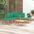 vidaXL 6-delige Loungeset met kussens bamboe groen, Verzenden, Nieuw, Loungeset