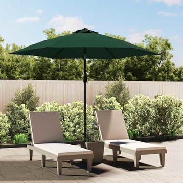vidaXL Zweefparasol met LED 3,5 m groen, Verzenden, Nieuw
