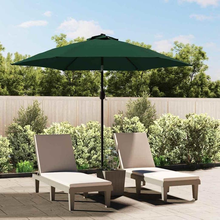 vidaXL Zweefparasol met LED 3,5 m groen, Tuin en Terras, Parasols, Nieuw, Verzenden