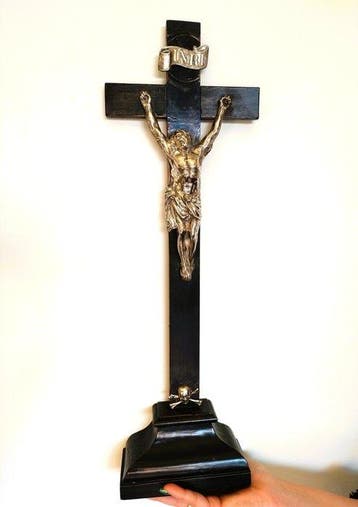 Antiek Crucifix - .835 zilver - 1850-1900 - 55 cm