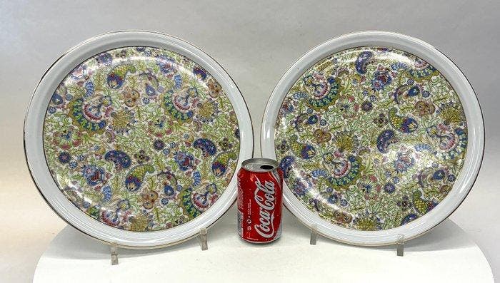 Large decorative wall plates (2) – Cerabel Baudour Belgium –, Antiquités & Art, Antiquités | Verre & Cristal