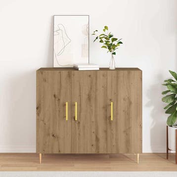 vidaXL Dressoir Artisan Eiken 90 x 34 x 80 cm Bewerkt hout, Maison & Meubles, Armoires | Dressoirs, Verzenden