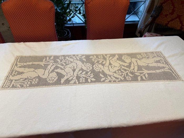 Tafelkleed (13) - 250 cm - 190 cm - Museumstuk linnen, Antiek en Kunst, Curiosa en Brocante