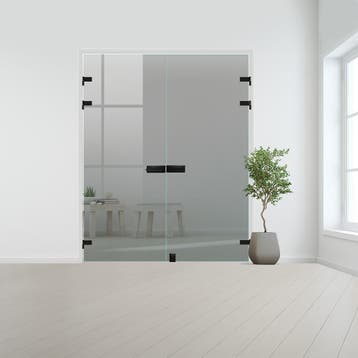 Glazen dubbele binnendeur XL voor opdek kozijn zwart beslag-, Doe-het-zelf en Bouw, Glas en Ramen, Verzenden, Nieuw