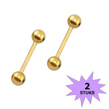 Fako Bijoux - Barbell Piercing - 12mm - Goudkleurig - 2, Verzenden, Nieuw