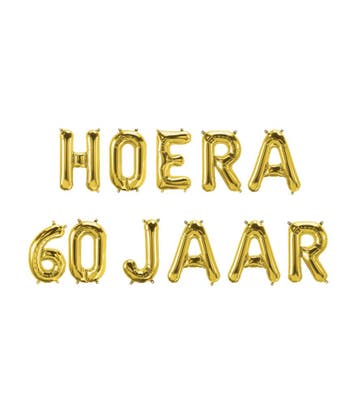 Gouden Ballonnen Set 60 Jaar Hoera 1,9m, Verzenden