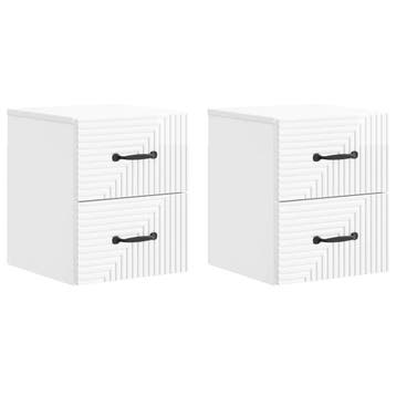 vidaXL Muurbevestigde Nachttafel 2 pcs Hoogglans Wit 34,5 x, Huis en Inrichting, Verzenden, Nieuw