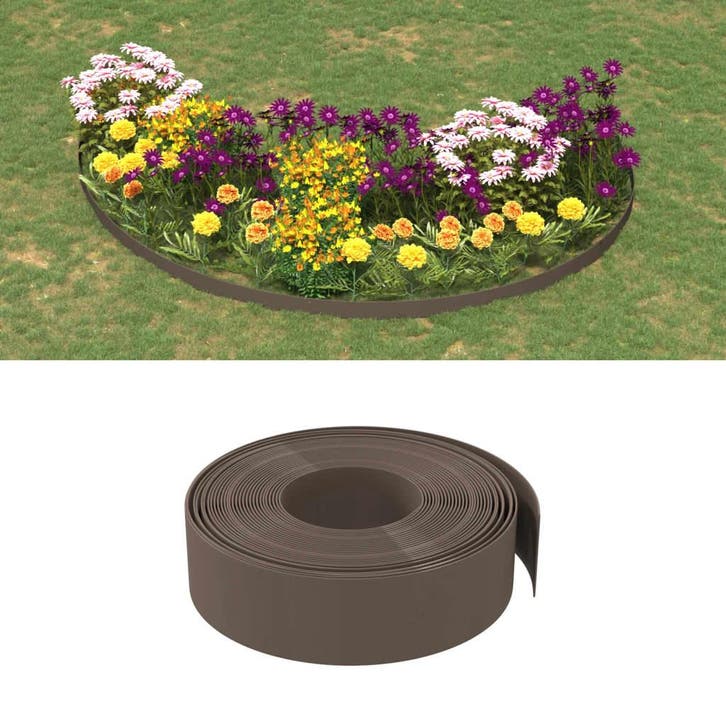 vidaXL Tuinranden 4 st 10 m 15 cm polyetheen bruin, Jardin & Terrasse, Traverses & Bordures, Envoi