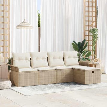 vidaXL Tuinbank Set 5 st Poly rattan, Verzenden