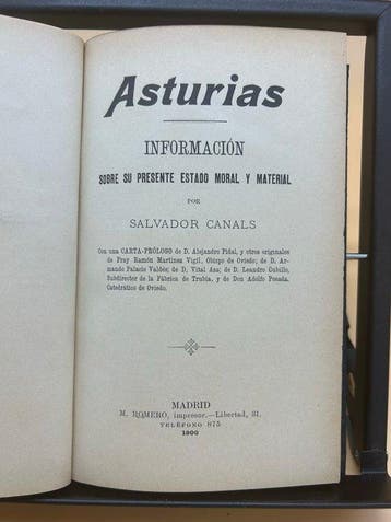 Salvador Canals y Vilaró - Asturias. Información sobre su