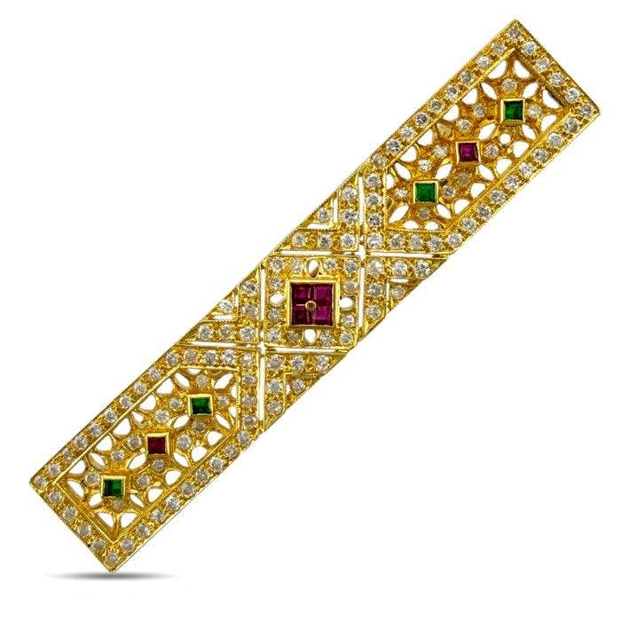 Broche - 18 karaat Geel goud, Exclusieve Art Deco 18-karaats, Handtassen en Accessoires, Antieke sieraden