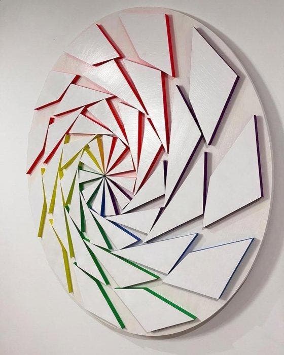 OEUV - Sculpture murale en bois Chromatic Spiral, Antiquités & Art, Art | Objets design