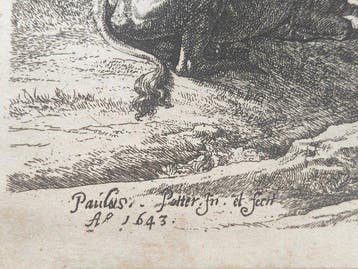 Paulus Potter (1625-1654) - filigrana Il mandriano, Antiek en Kunst