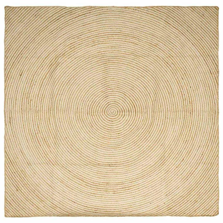 vidaXL Tapijt Natuurlijk en Wit 200 x 200 cm Jute, Maison & Meubles, Ameublement | Tapis & Moquettes, Envoi